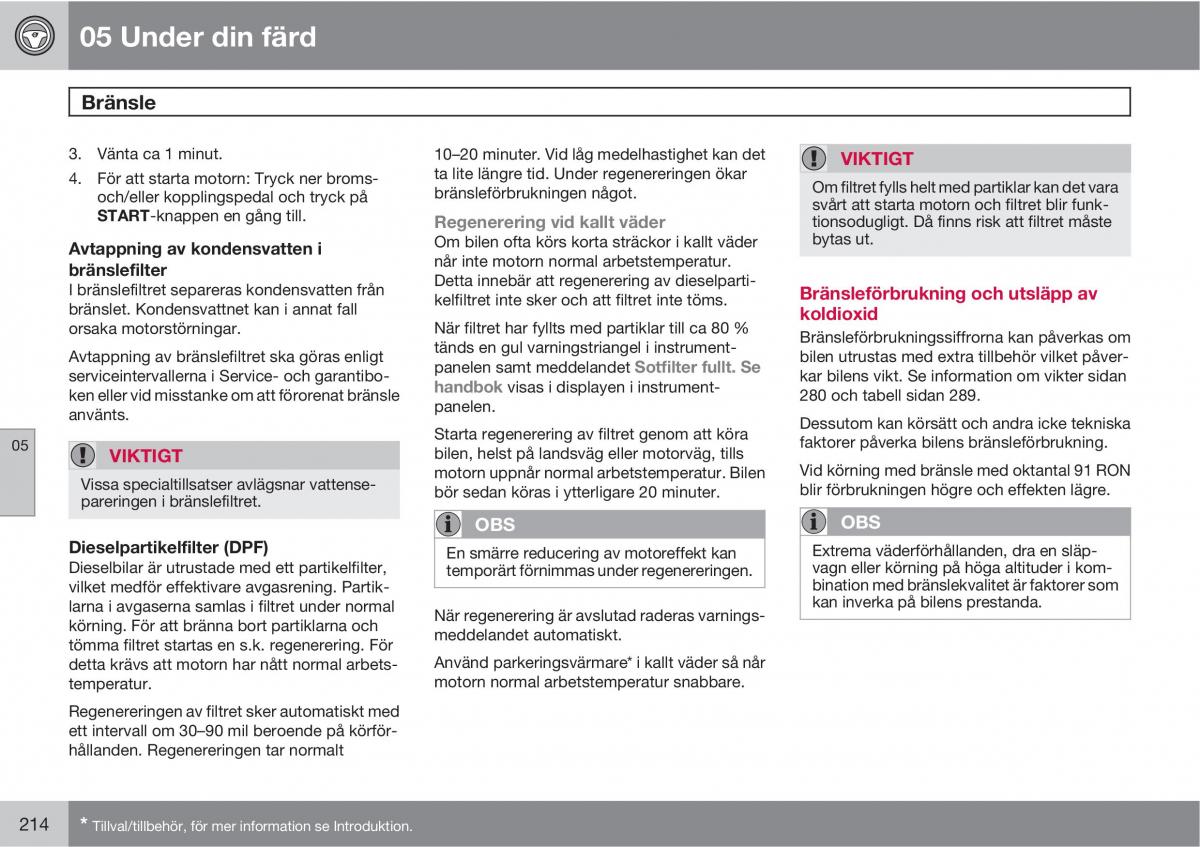 Volvo XC60 I 1 instruktionsbok / page 214