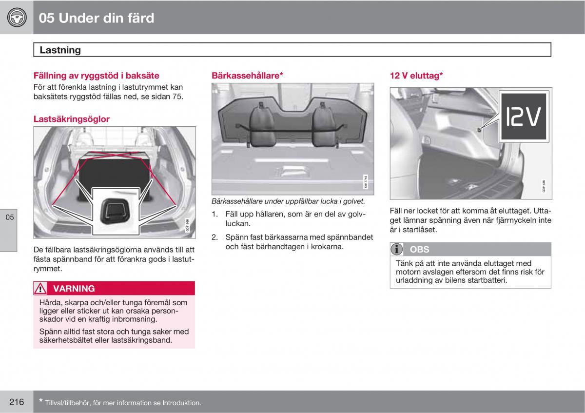 Volvo XC60 I 1 instruktionsbok / page 216