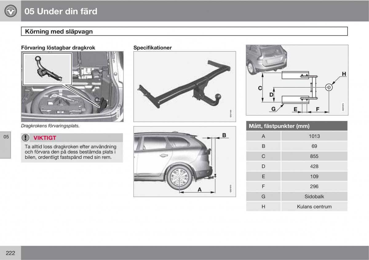 Volvo XC60 I 1 instruktionsbok / page 222