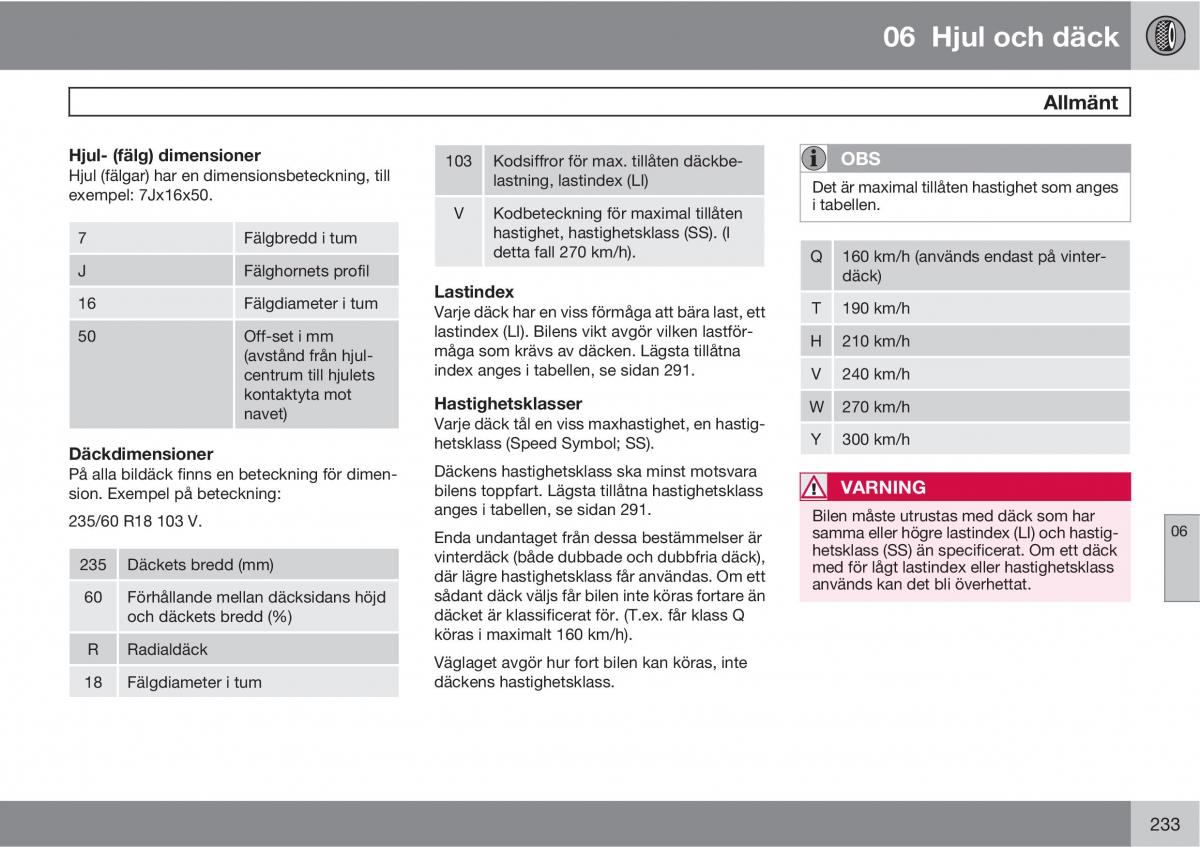 Volvo XC60 I 1 instruktionsbok / page 233