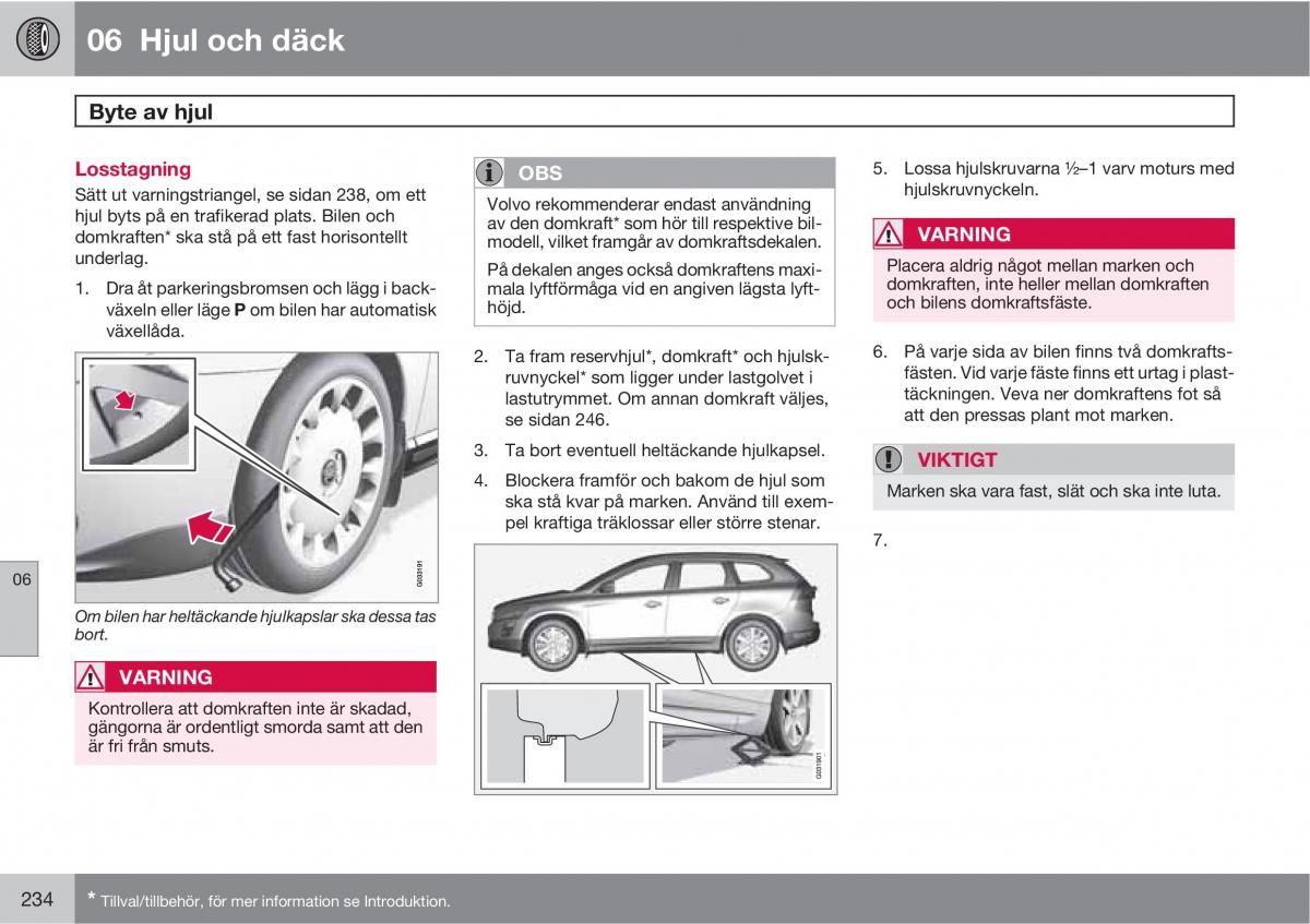 Volvo XC60 I 1 instruktionsbok / page 234