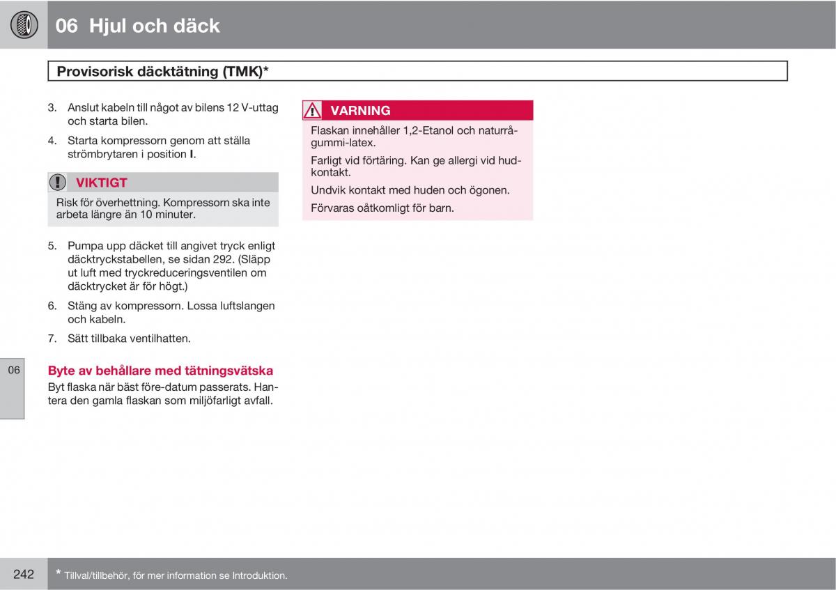 Volvo XC60 I 1 instruktionsbok / page 242