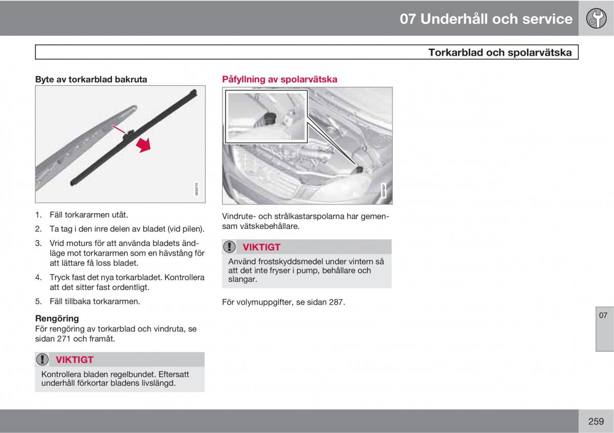 Volvo XC60 I 1 instruktionsbok / page 259