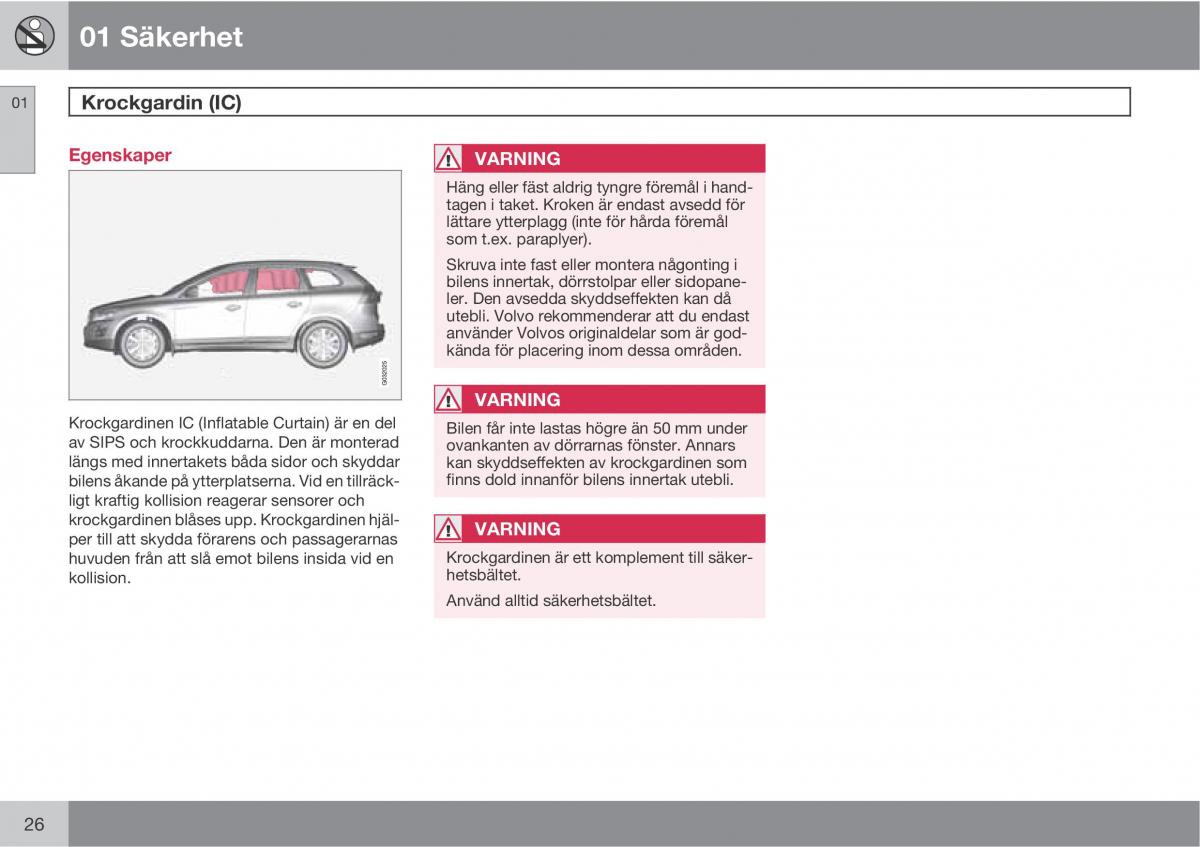 Volvo XC60 I 1 instruktionsbok / page 26