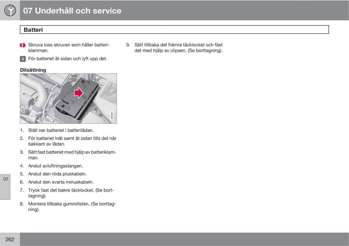 Volvo XC60 I 1 instruktionsbok / page 262