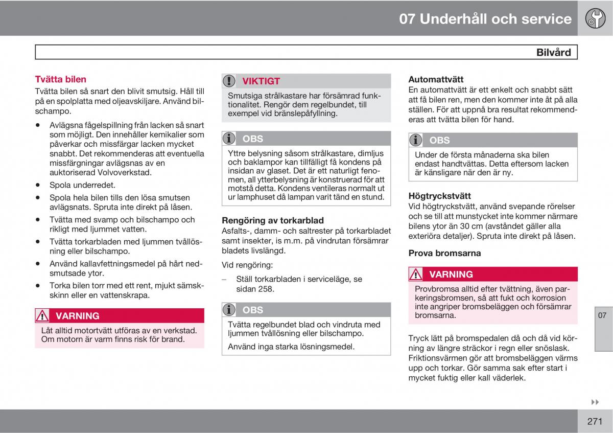 Volvo XC60 I 1 instruktionsbok / page 271