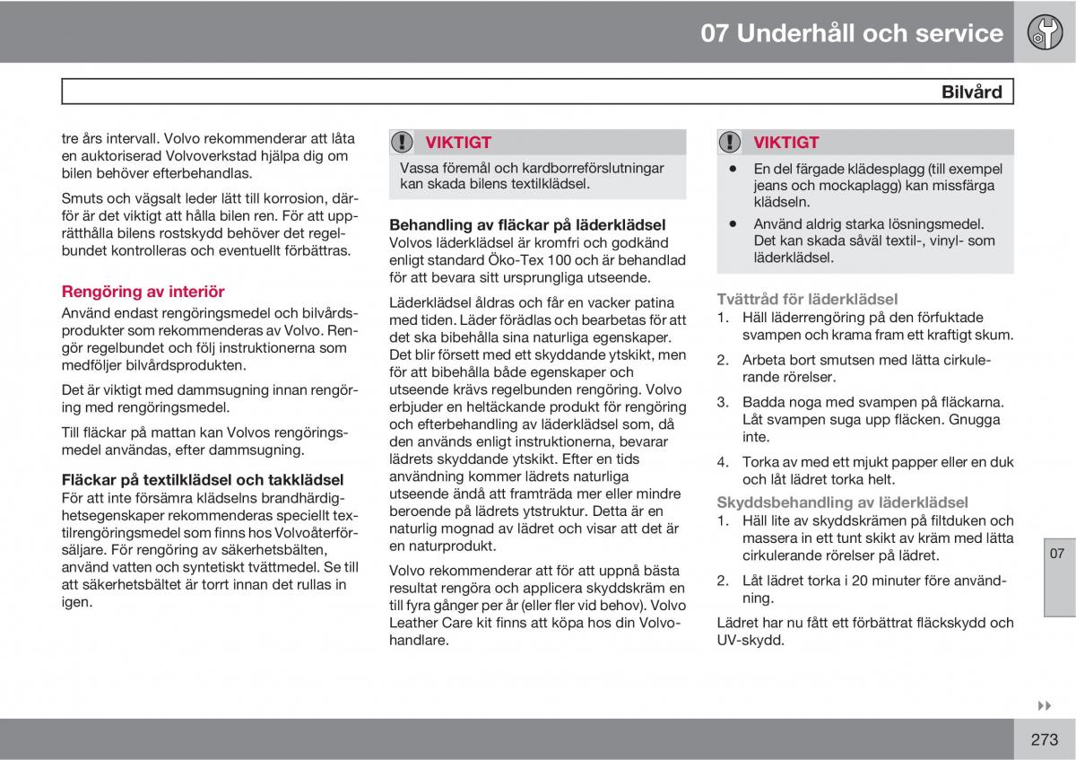 Volvo XC60 I 1 instruktionsbok / page 273