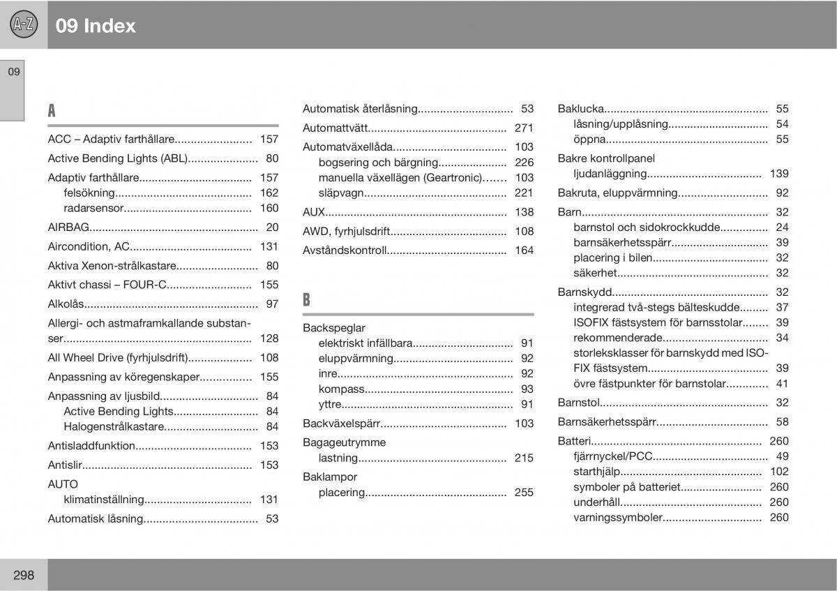 Volvo XC60 I 1 instruktionsbok / page 298