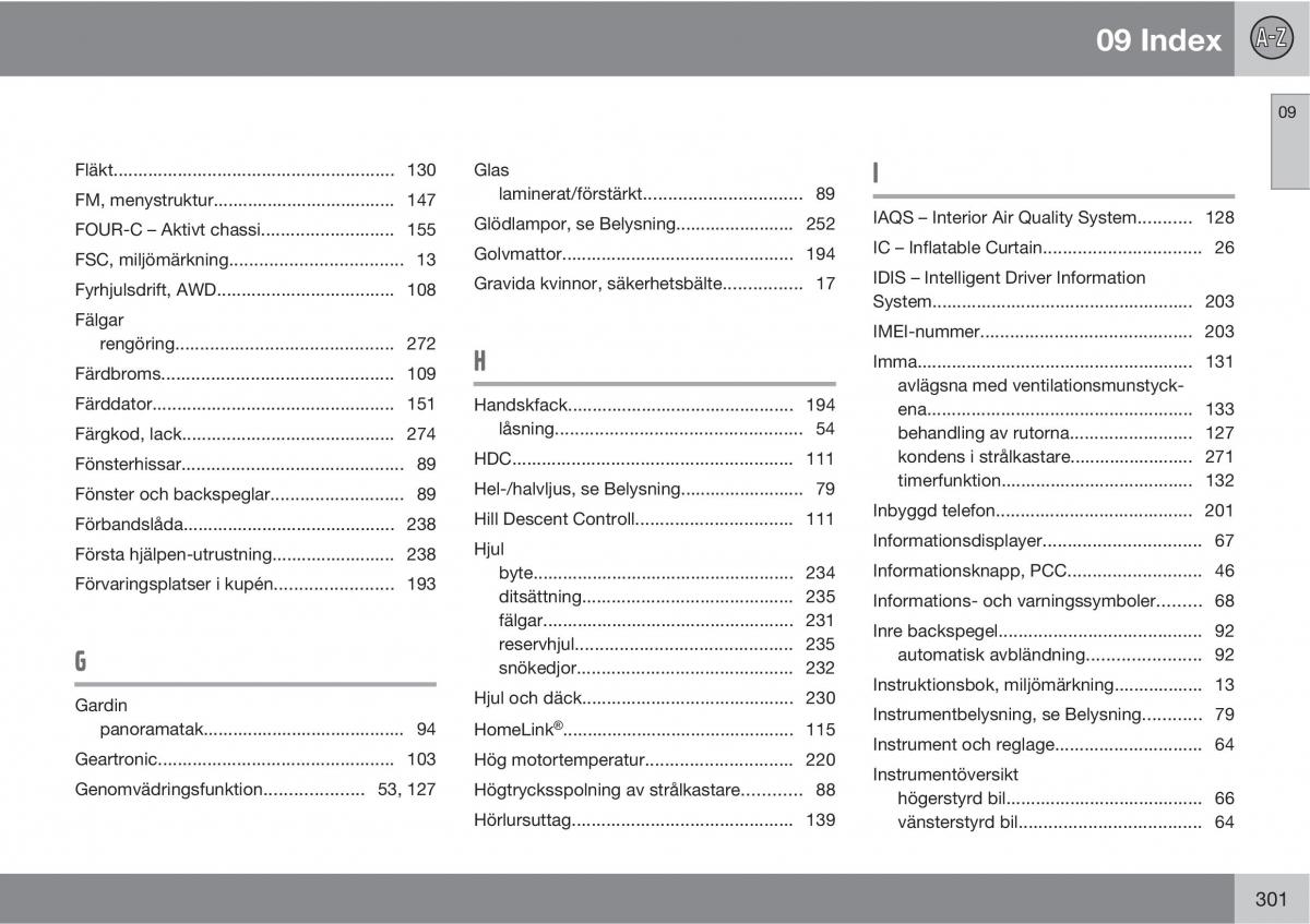 Volvo XC60 I 1 instruktionsbok / page 301