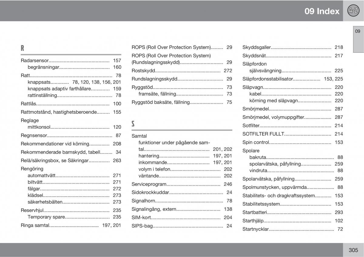 Volvo XC60 I 1 instruktionsbok / page 305