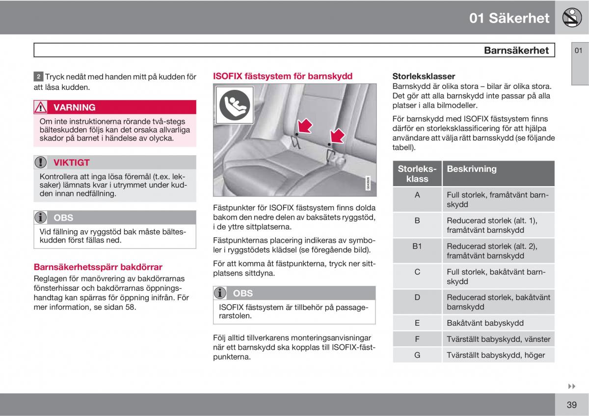 Volvo XC60 I 1 instruktionsbok / page 39