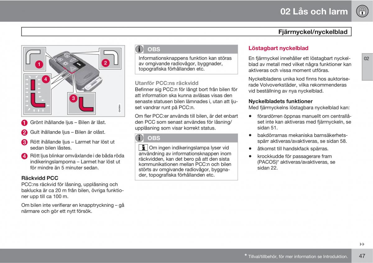 Volvo XC60 I 1 instruktionsbok / page 47