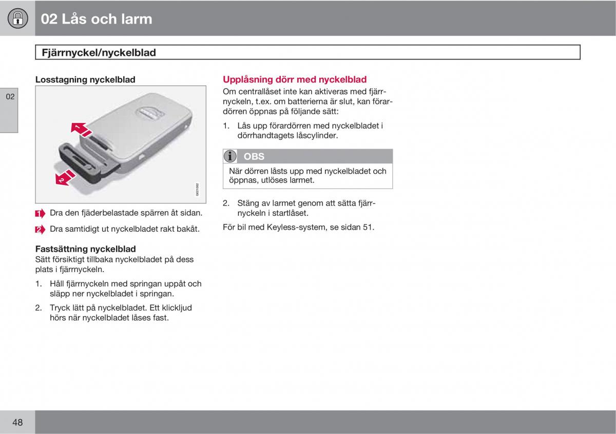 Volvo XC60 I 1 instruktionsbok / page 48