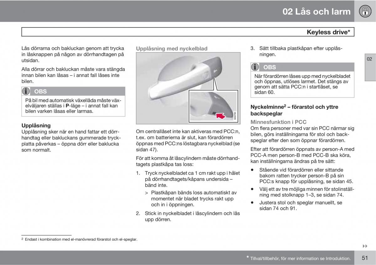 Volvo XC60 I 1 instruktionsbok / page 51