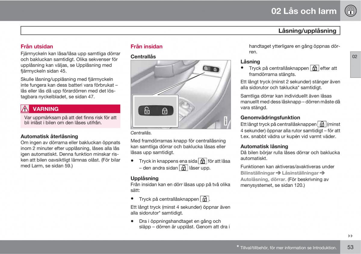 Volvo XC60 I 1 instruktionsbok / page 53