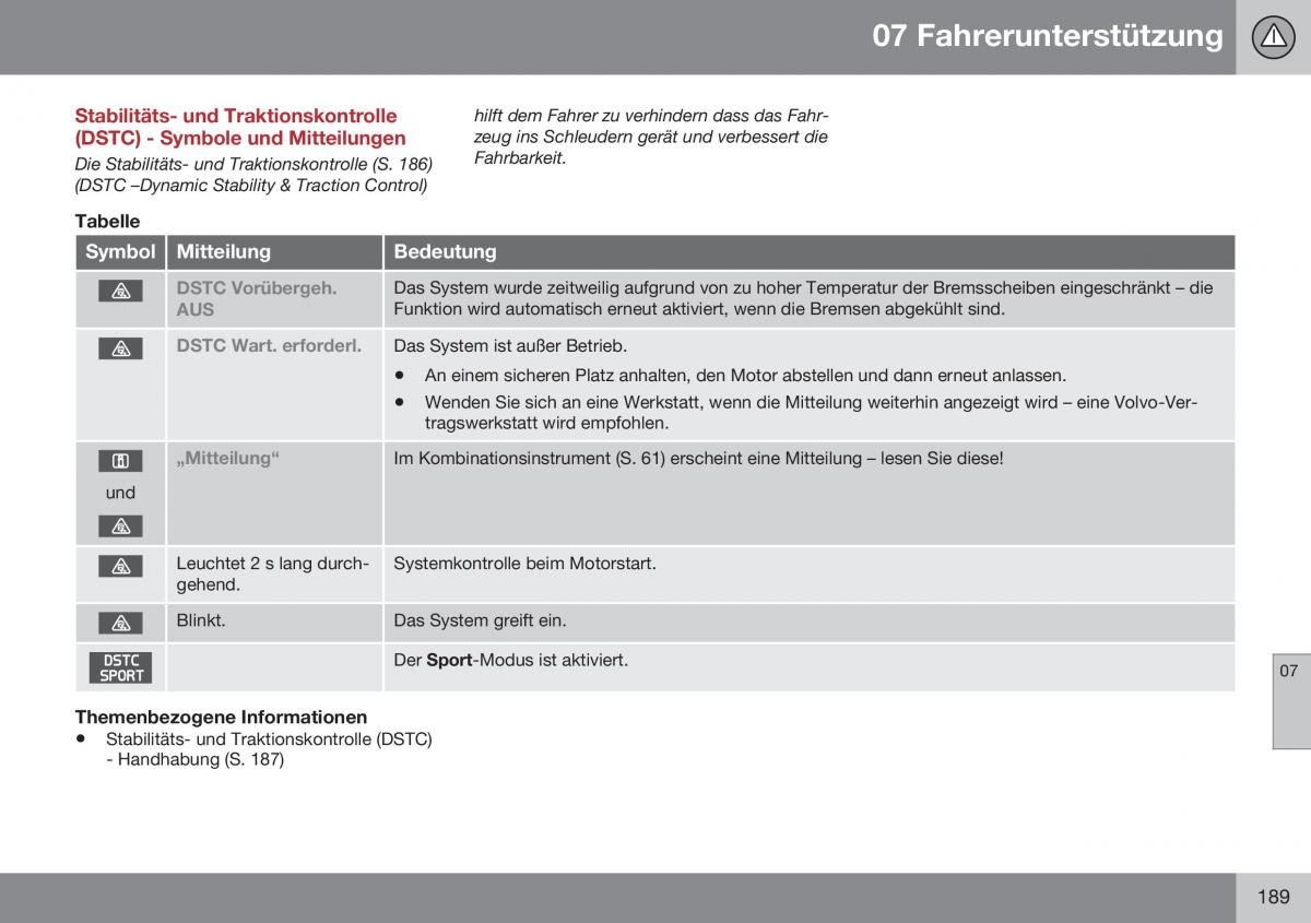 Volvo XC60 I 1 FL Handbuch / page 191