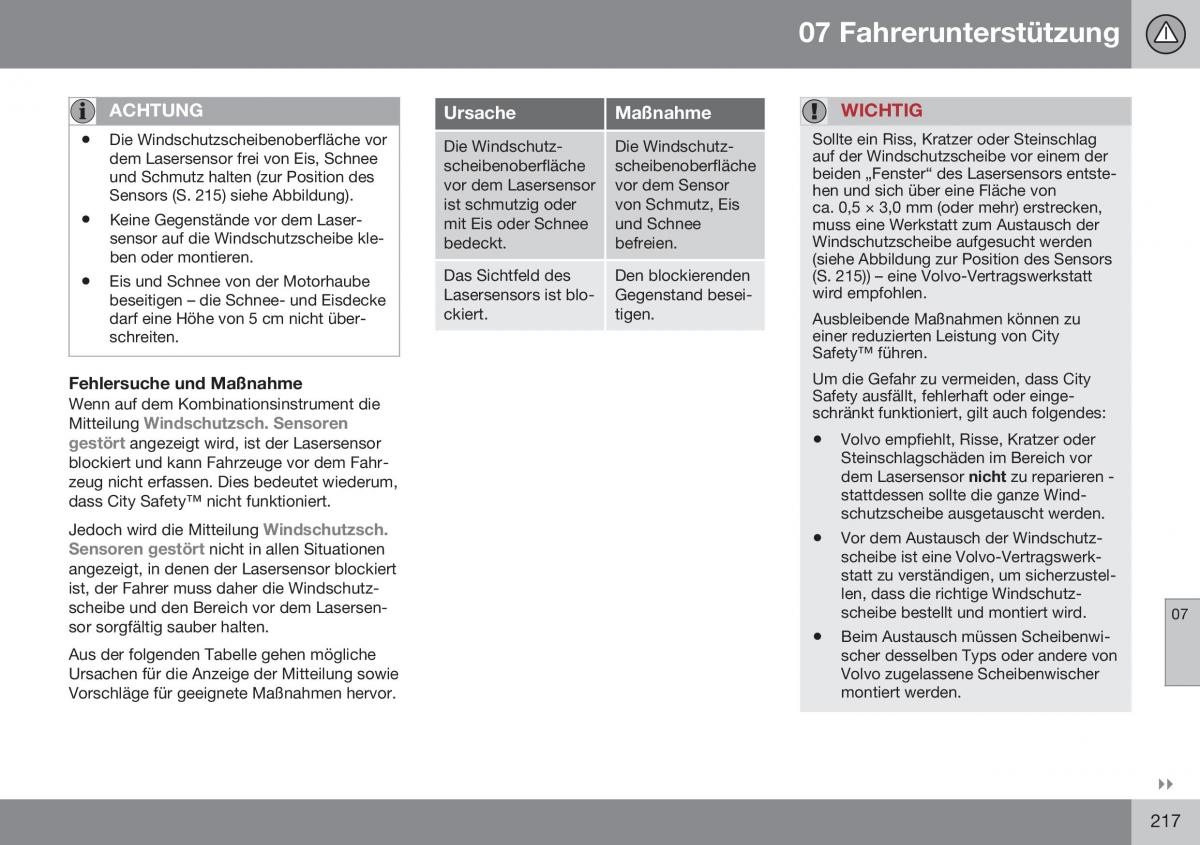 Volvo XC60 I 1 FL Handbuch / page 219