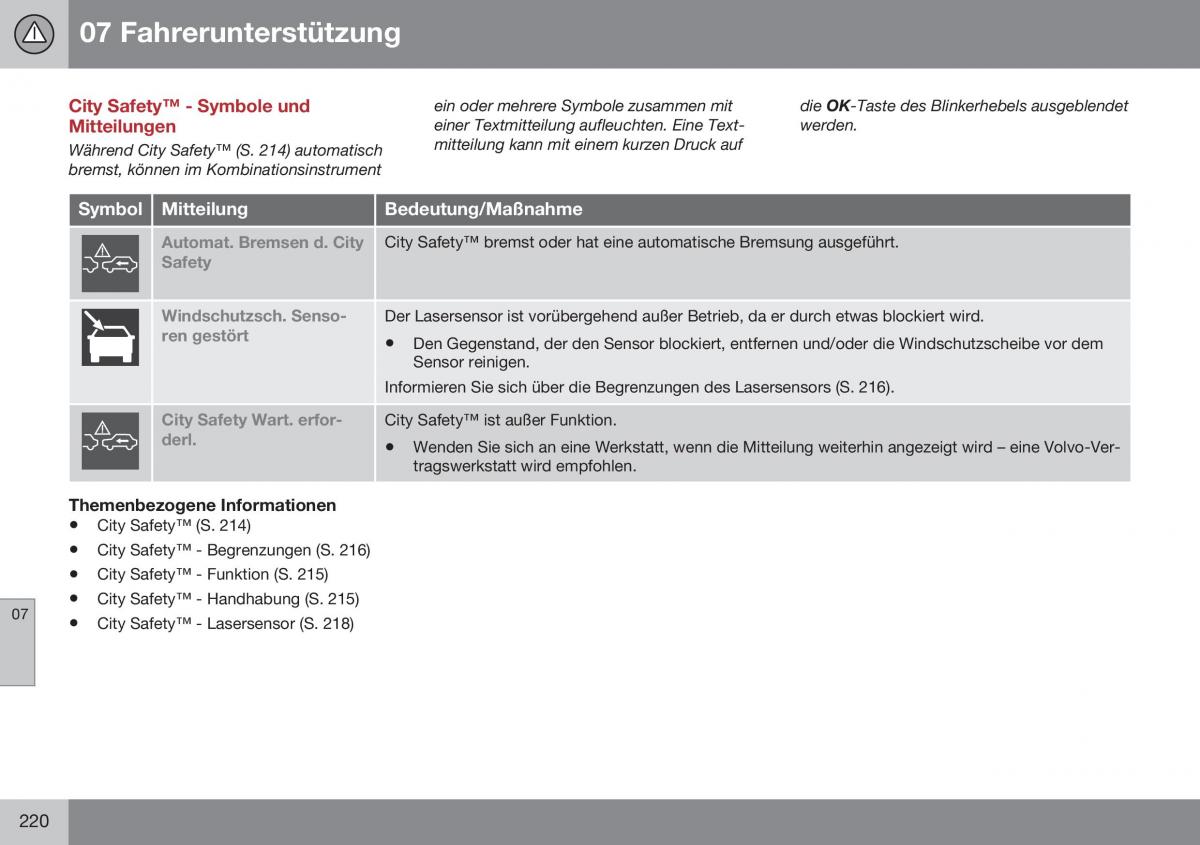 Volvo XC60 I 1 FL Handbuch / page 222