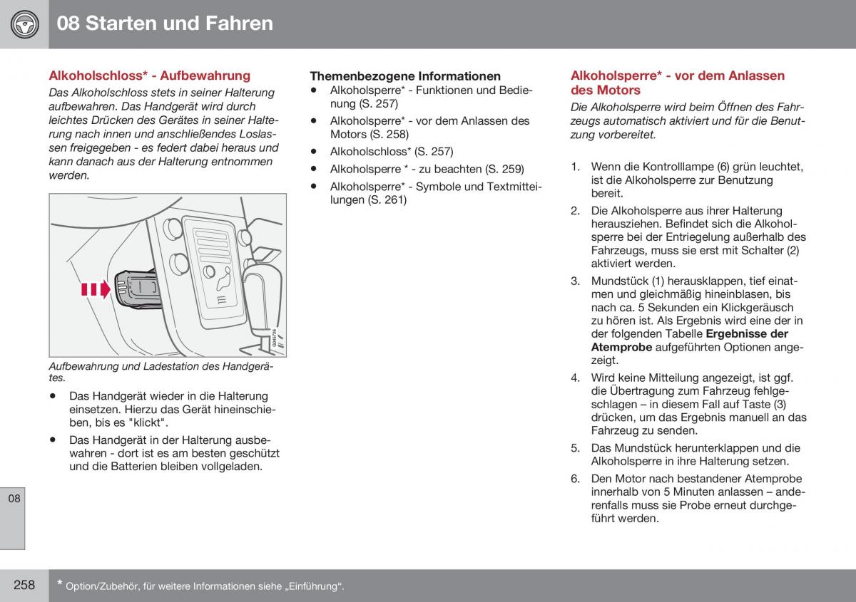 Volvo XC60 I 1 FL Handbuch / page 260