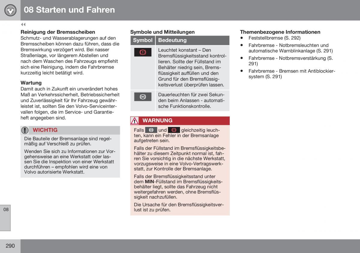 Volvo XC60 I 1 FL Handbuch / page 292