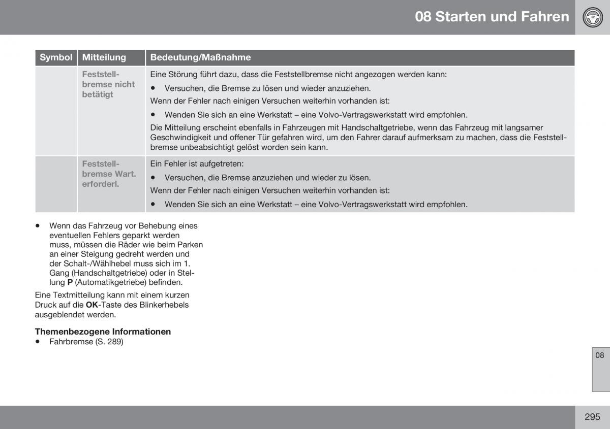 Volvo XC60 I 1 FL Handbuch / page 297