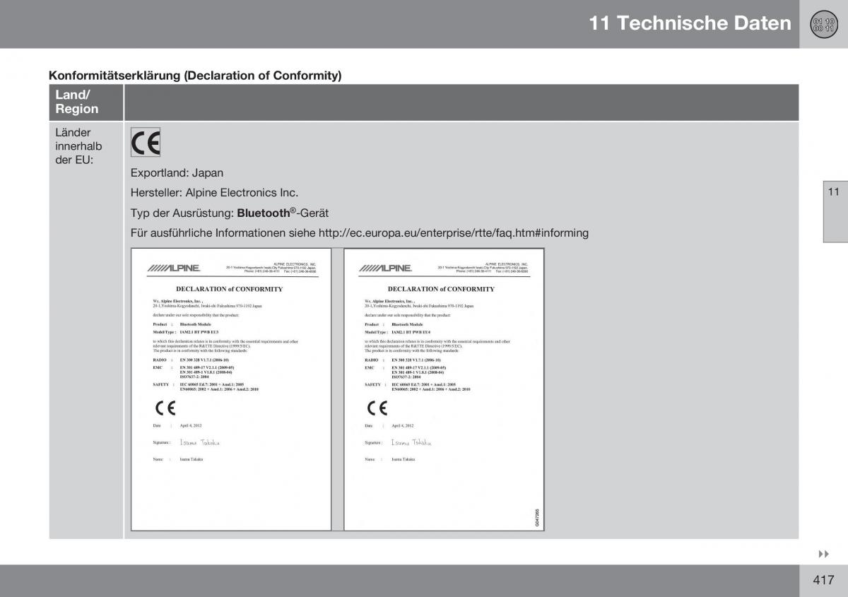 Volvo XC60 I 1 FL Handbuch / page 419