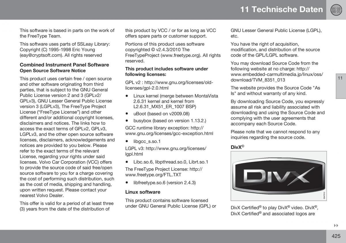 Volvo XC60 I 1 FL Handbuch / page 427