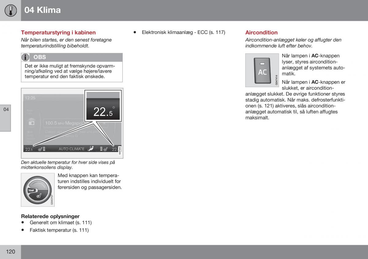 Volvo XC60 I 1 FL Bilens instruktionsbog / page 122