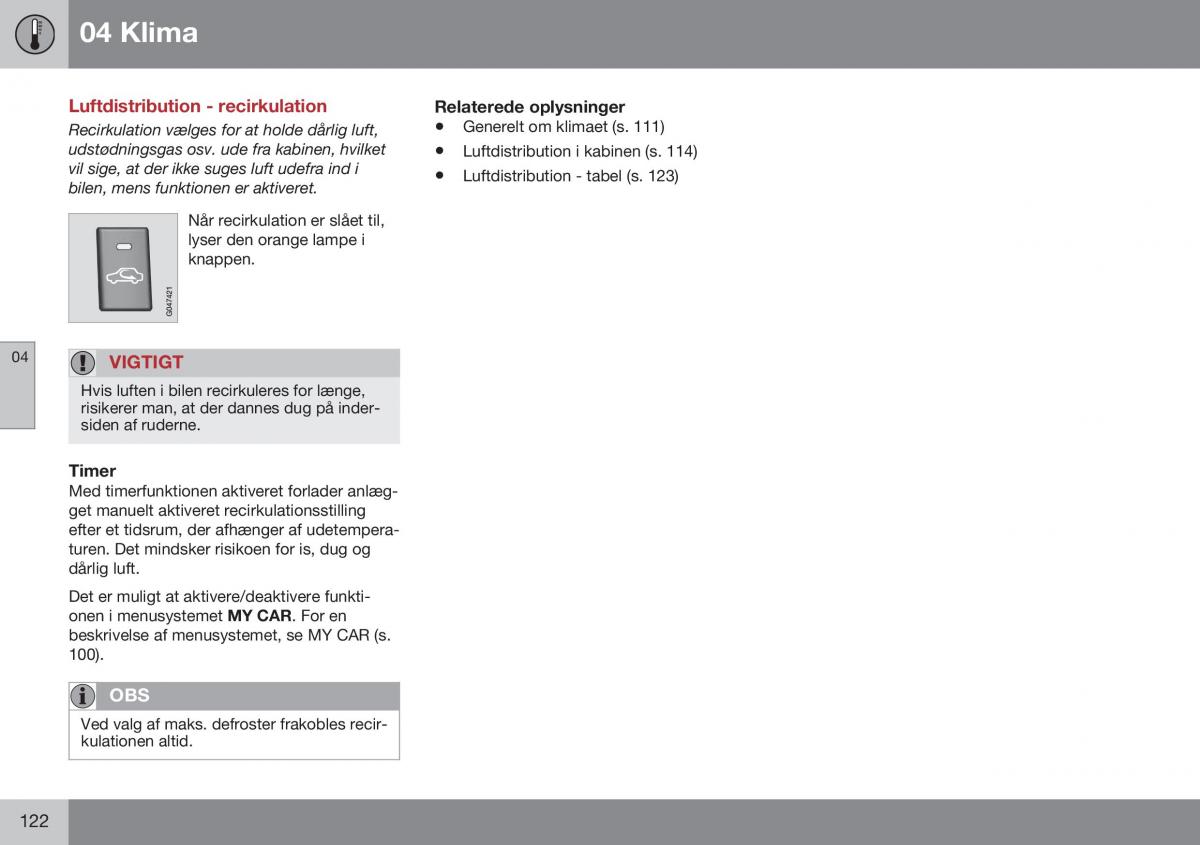 Volvo XC60 I 1 FL Bilens instruktionsbog / page 124