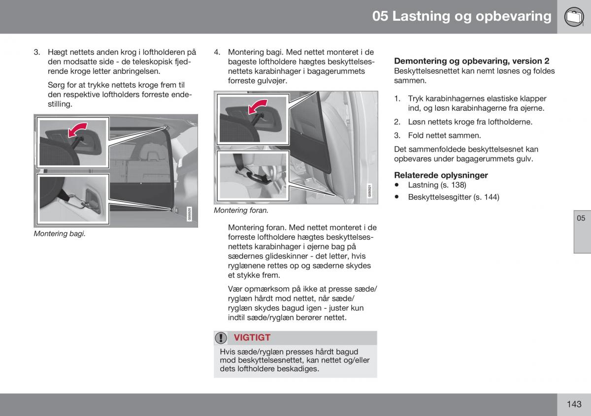 Volvo XC60 I 1 FL Bilens instruktionsbog / page 145