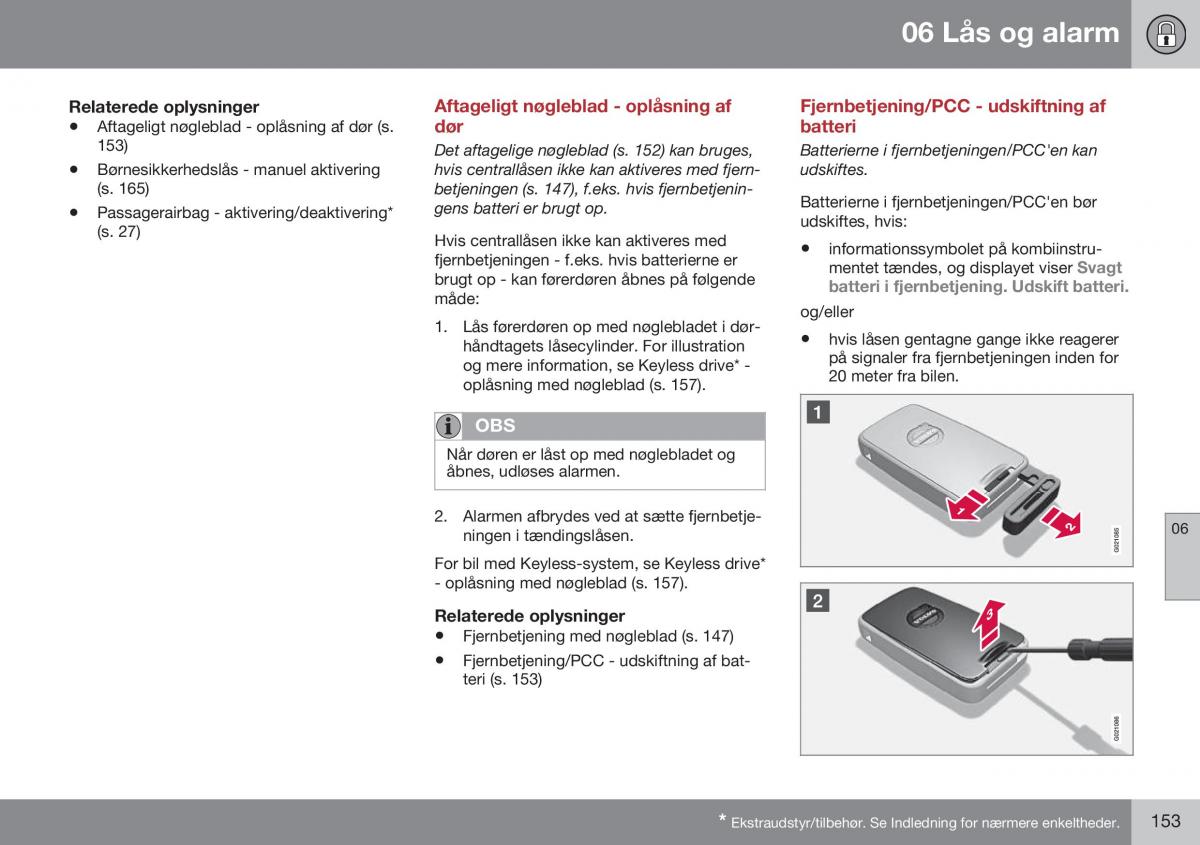 Volvo XC60 I 1 FL Bilens instruktionsbog / page 155