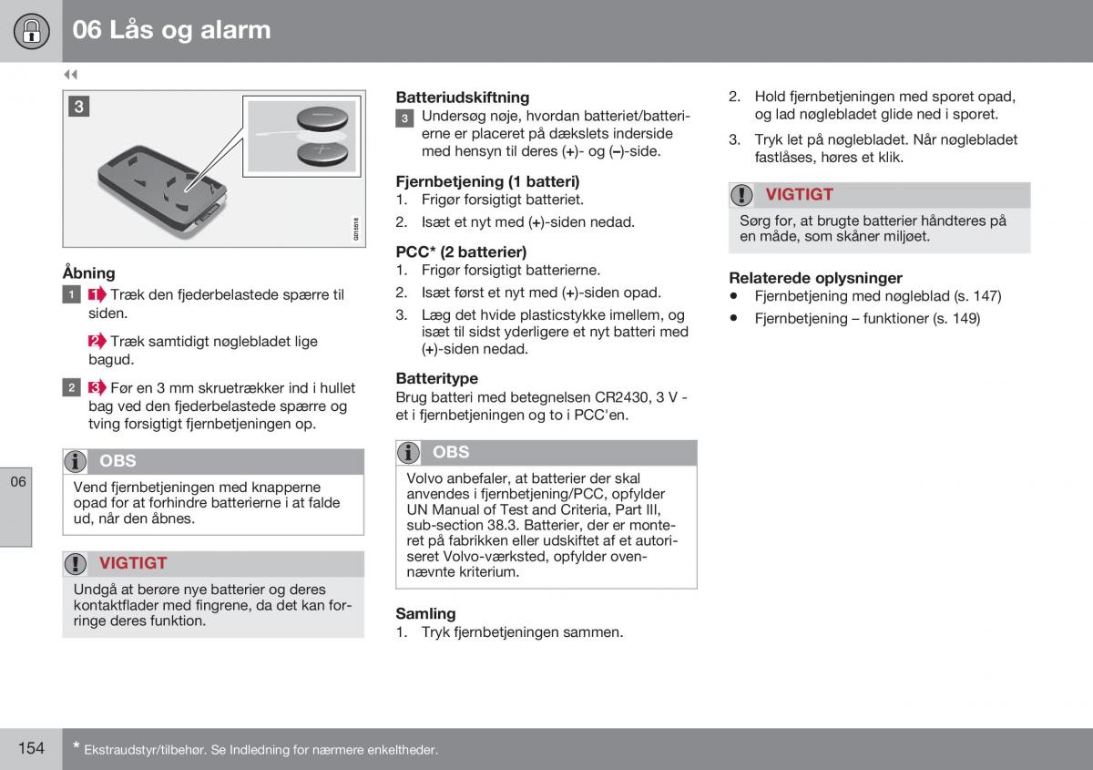 Volvo XC60 I 1 FL Bilens instruktionsbog / page 156