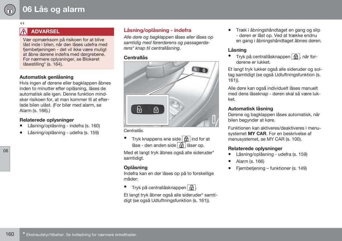 Volvo XC60 I 1 FL Bilens instruktionsbog / page 162