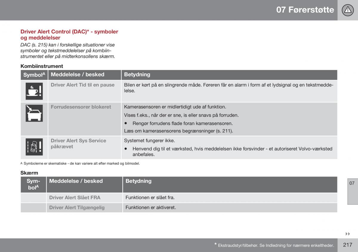 Volvo XC60 I 1 FL Bilens instruktionsbog / page 219