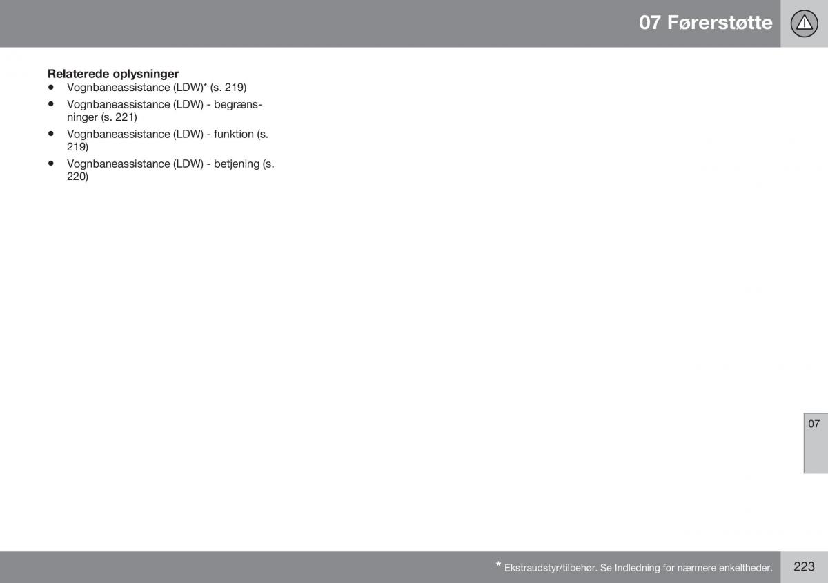 Volvo XC60 I 1 FL Bilens instruktionsbog / page 225