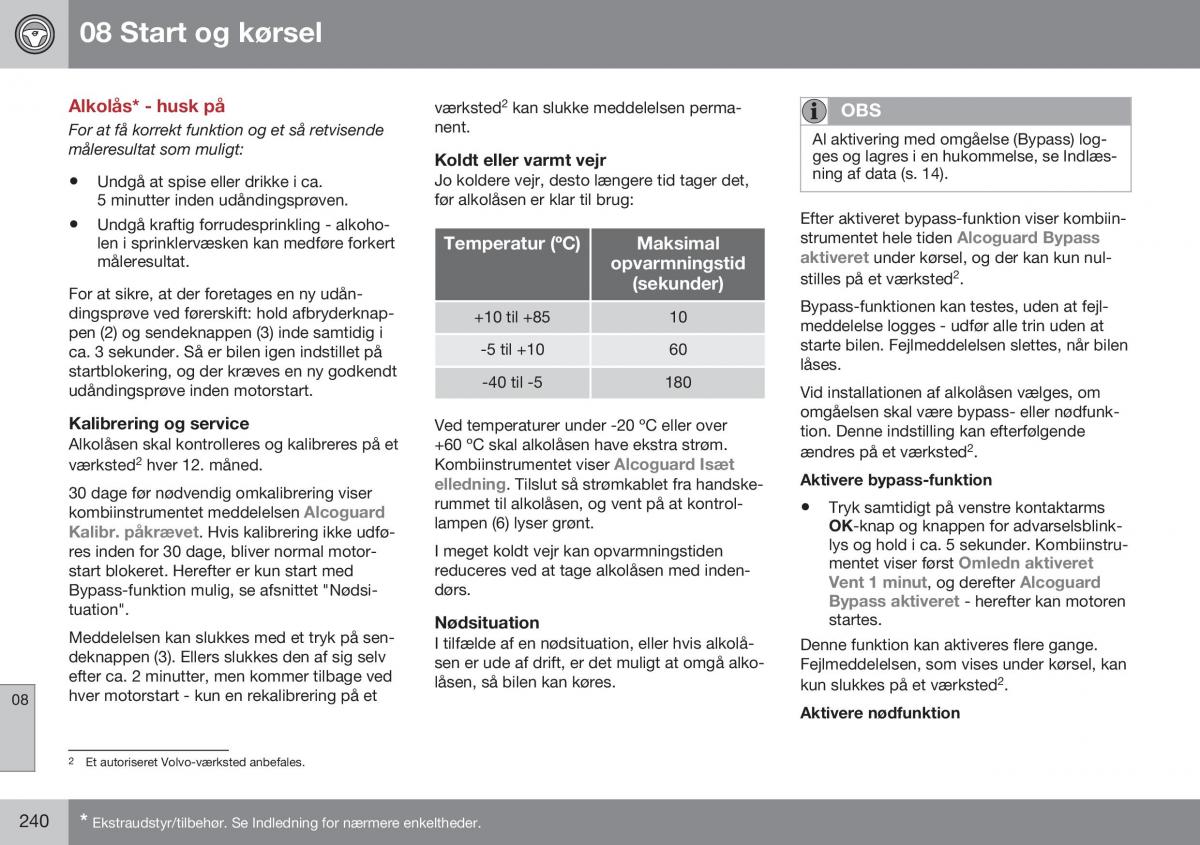 Volvo XC60 I 1 FL Bilens instruktionsbog / page 242