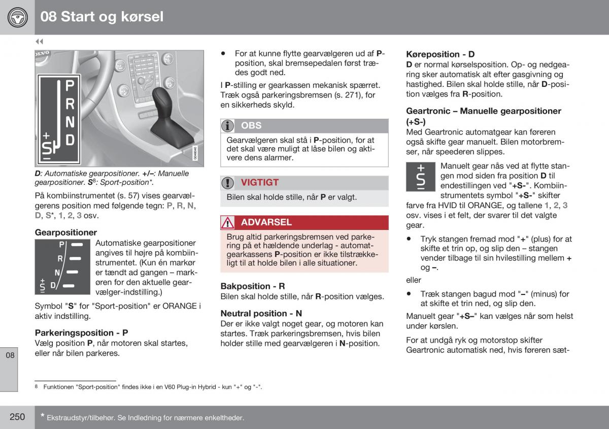 Volvo XC60 I 1 FL Bilens instruktionsbog / page 252