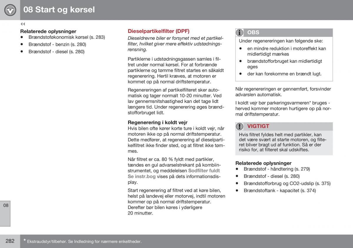 Volvo XC60 I 1 FL Bilens instruktionsbog / page 284