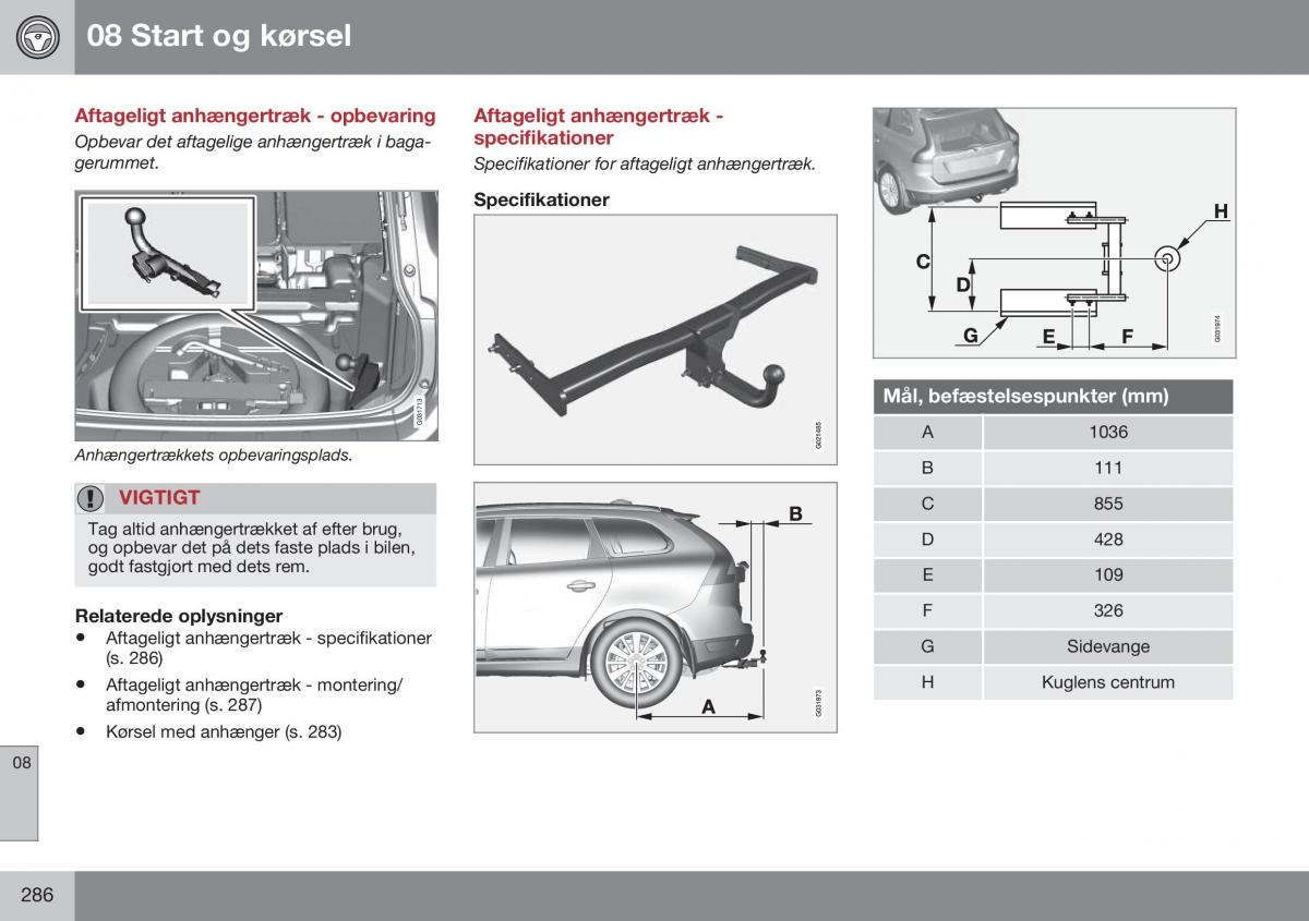 Volvo XC60 I 1 FL Bilens instruktionsbog / page 288