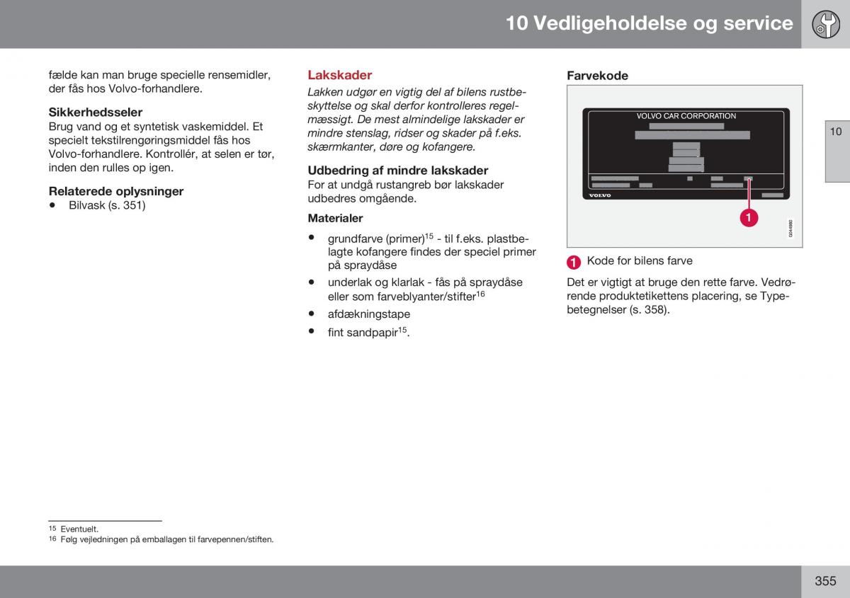Volvo XC60 I 1 FL Bilens instruktionsbog / page 357