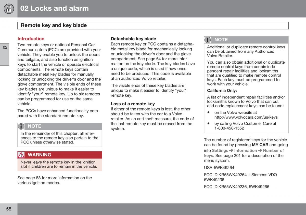 Volvo XC60 I 1 FL owners manual / page 60