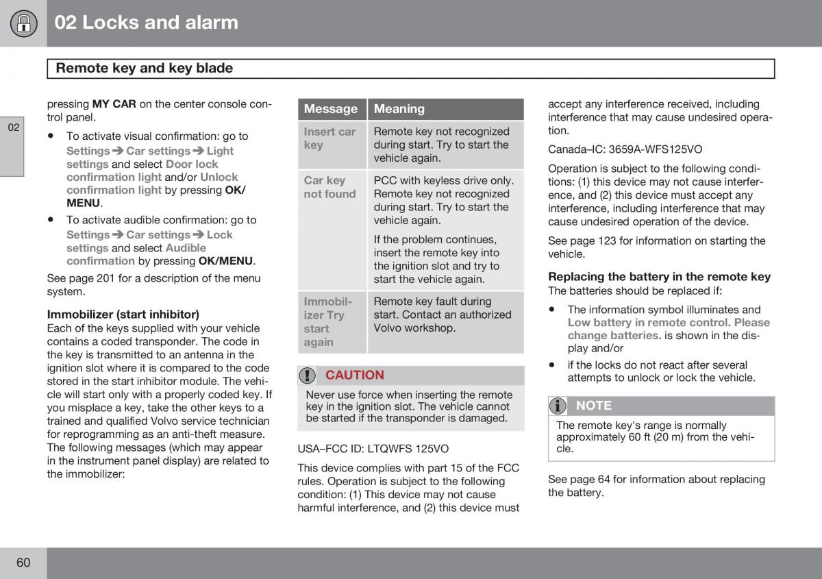 Volvo XC60 I 1 FL owners manual / page 62