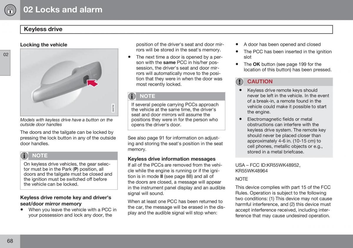 Volvo XC60 I 1 FL owners manual / page 70