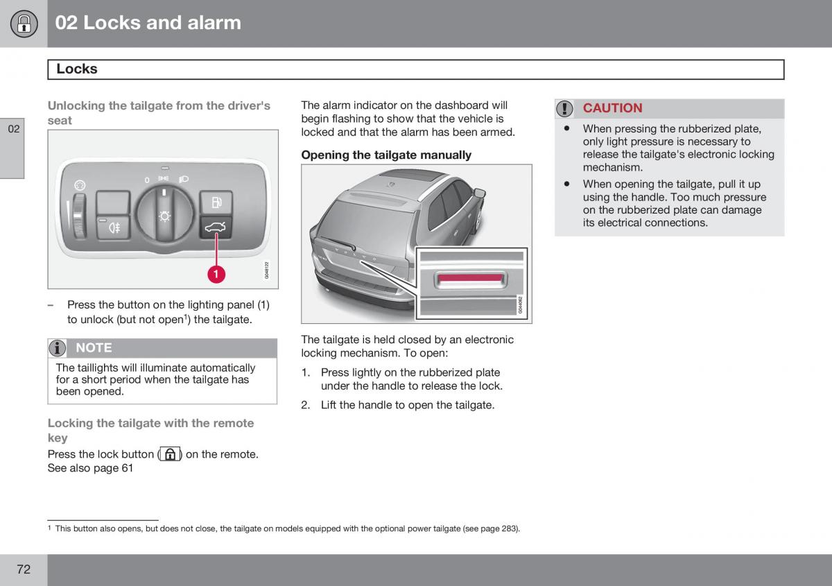 Volvo XC60 I 1 FL owners manual / page 74