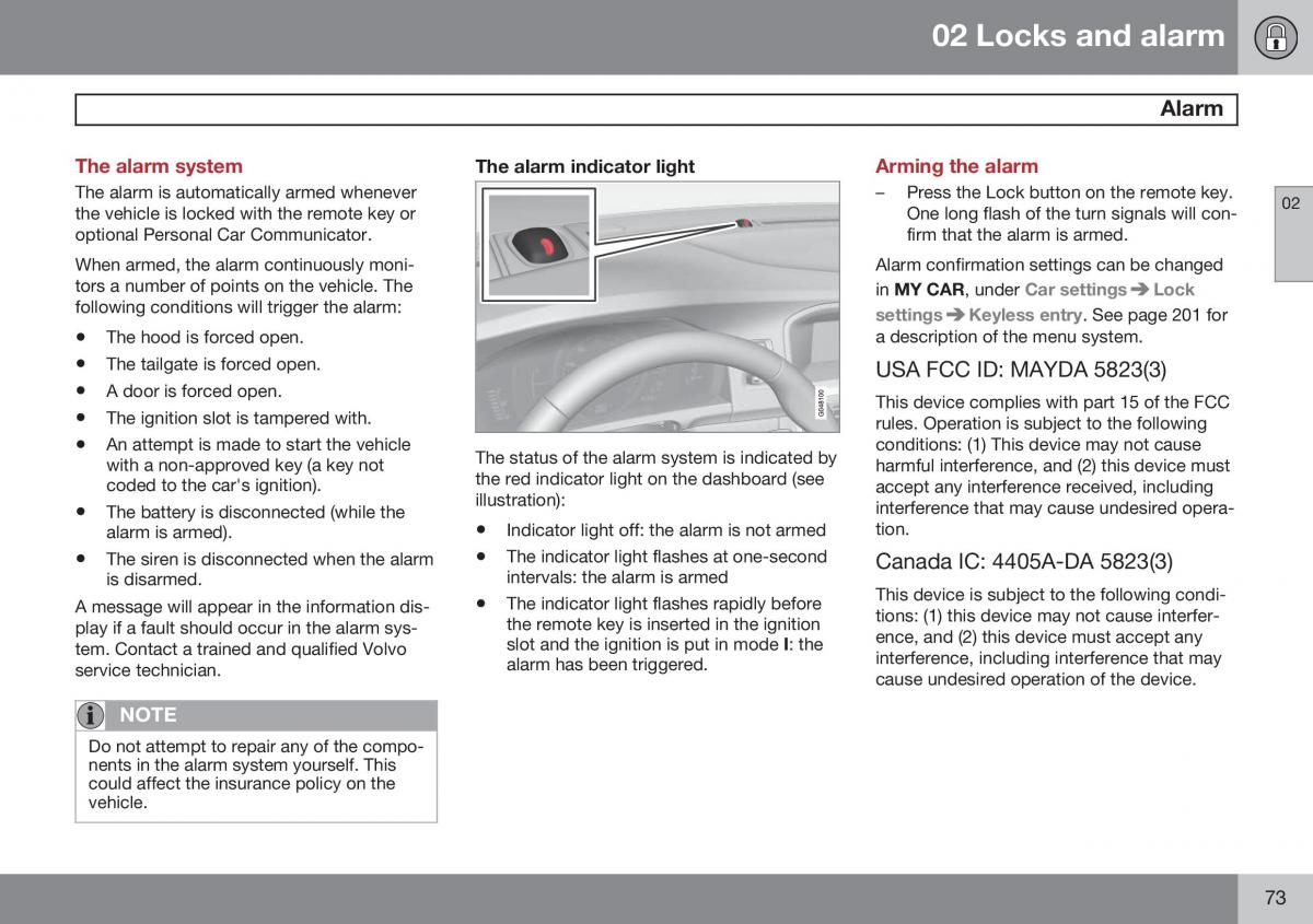 Volvo XC60 I 1 FL owners manual / page 75