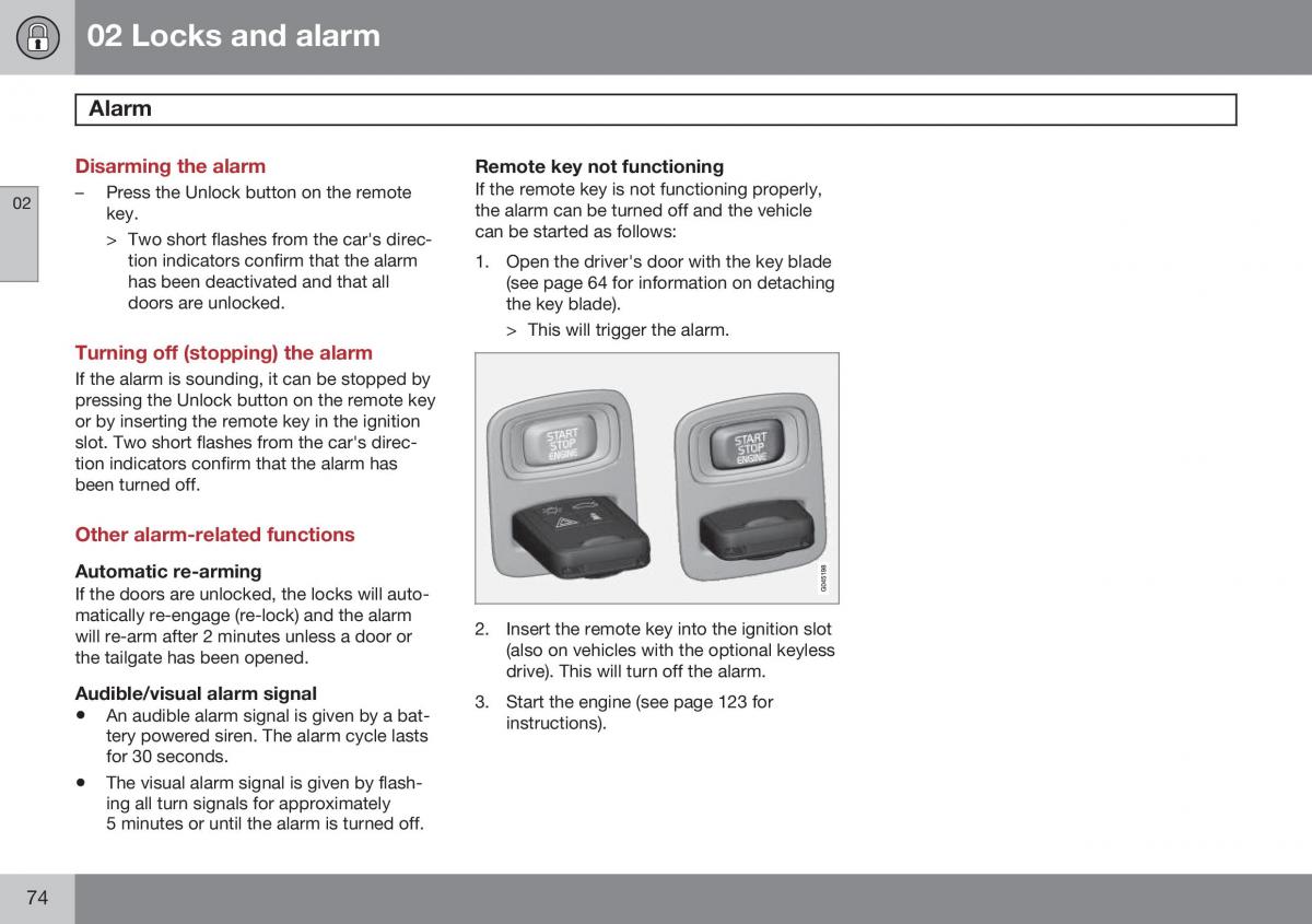 Volvo XC60 I 1 FL owners manual / page 76