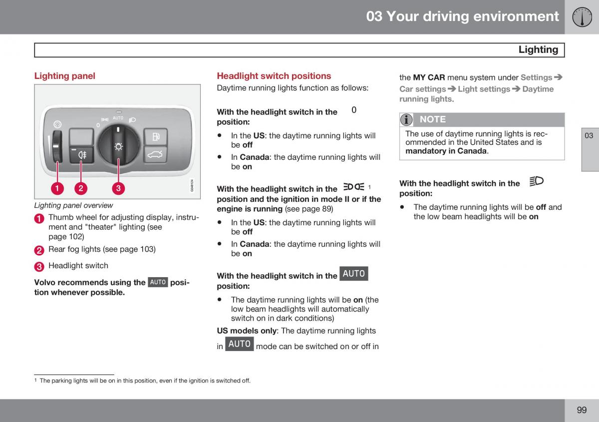 Volvo XC60 I 1 FL owners manual / page 101