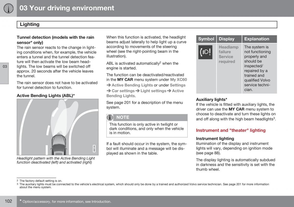 Volvo XC60 I 1 FL owners manual / page 104