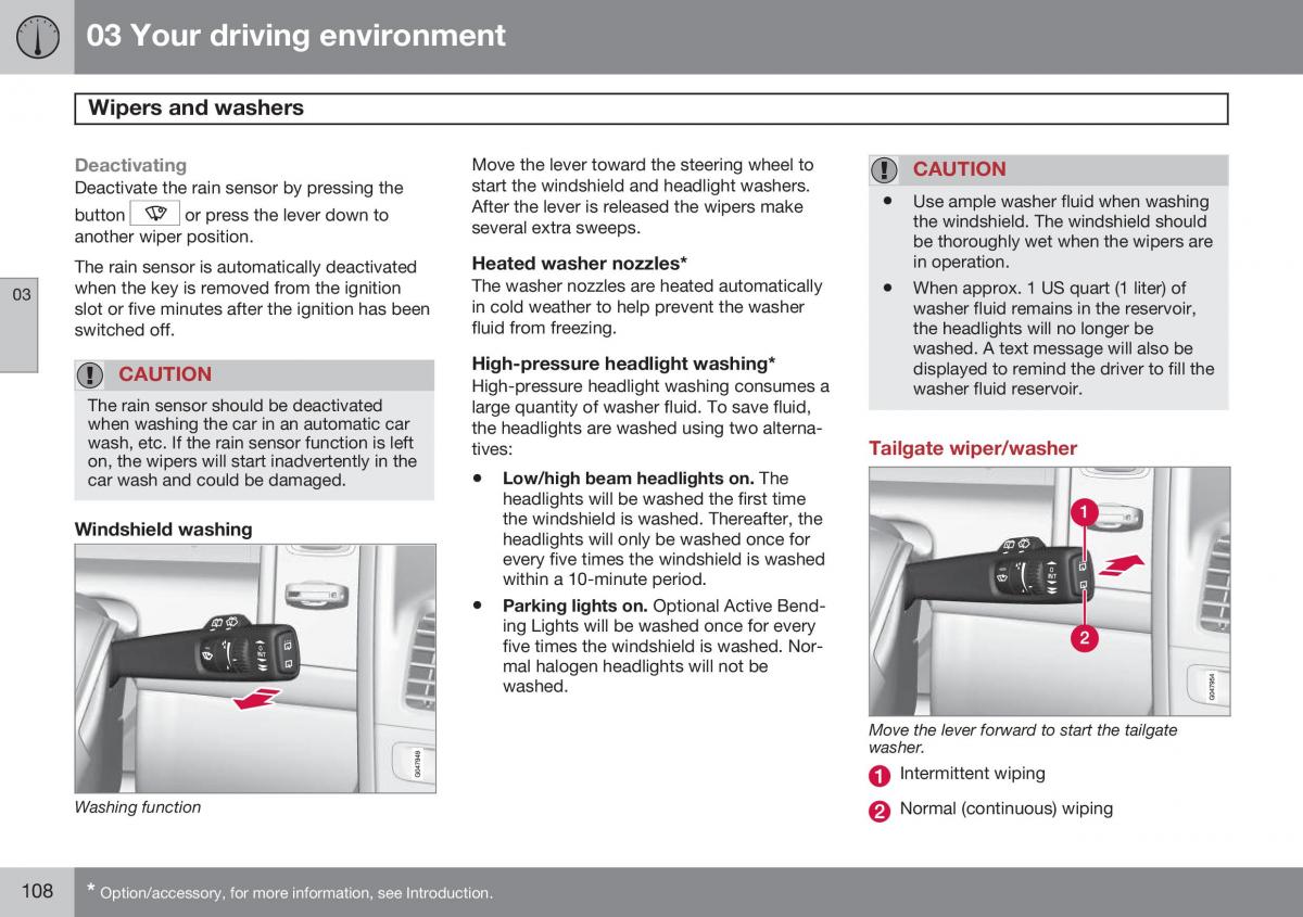 Volvo XC60 I 1 FL owners manual / page 110