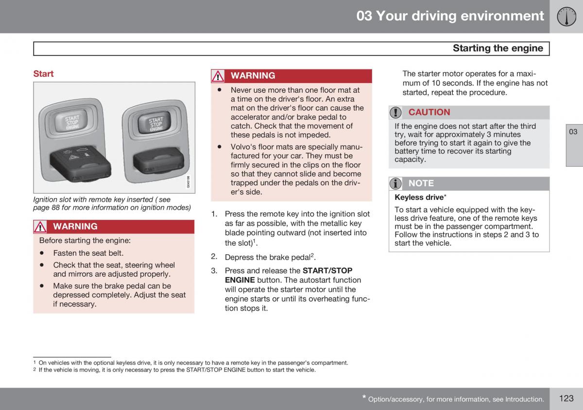 Volvo XC60 I 1 FL owners manual / page 125